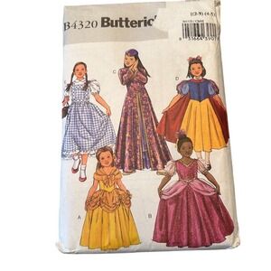VTG Y2K Butterick B4320 Children's Princess Costume Sewing Pattern Sz 2-5 Cut